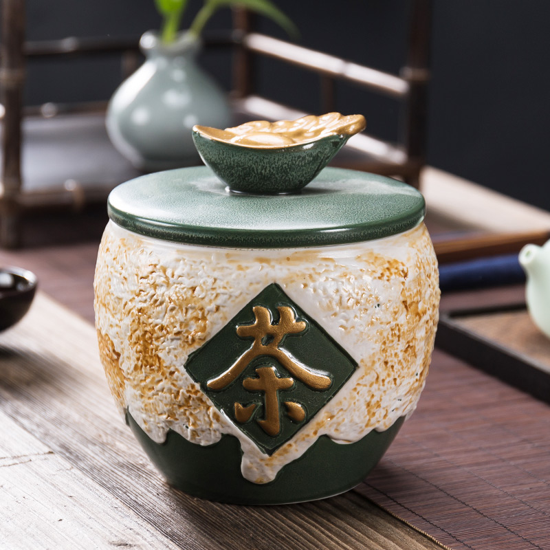 In floor loading ceramic seal pot Chinese style restoring ancient ways with loose tea caddy fixings tank tea barrel storage POTS