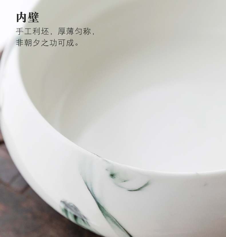 Ink painting in building up ceramic tea wash to kung fu tea set household character writing brush washer from dehua white porcelain cup washing water to wash