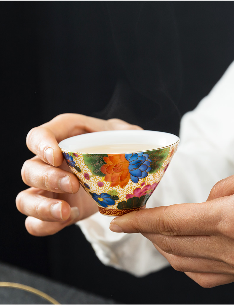 Tea cups in building ceramic wire inlay enamel see colour flower kung fu master single cup cup small Tea cup sample Tea cup