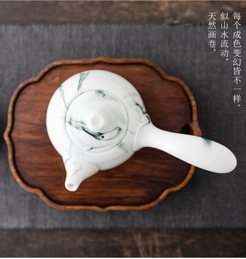 Ink painting in building up ceramic teapot kung fu tea set home office contracted tea side single pot, the pot