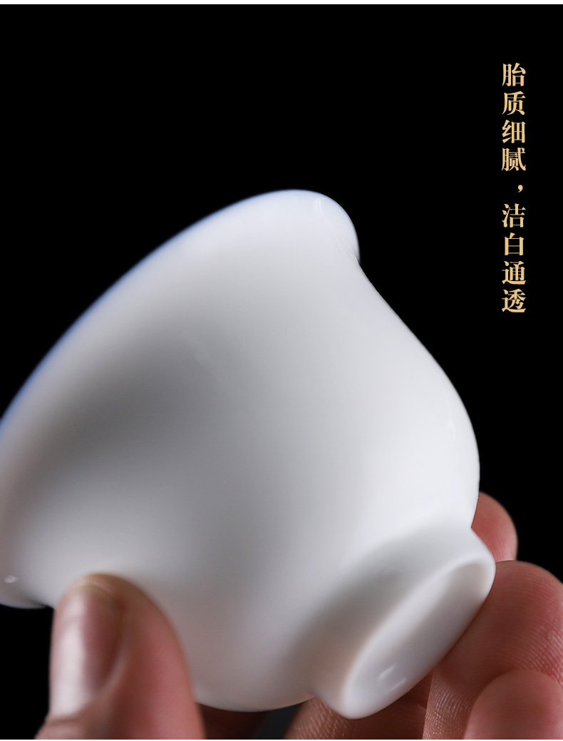 In floor white porcelain teacup manual sweet white thin foetus master cup ceramic kung fu tea bowl sample tea cup