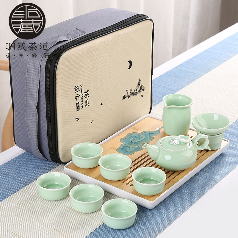 In building celadon kung fu tea sets tea tray household contracted ceramic teapot portable travel dry tea table