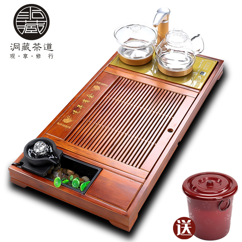 In solid wood, kung fu tea tray was suit household automatic fourth one tea tea tea sea contracted tray
