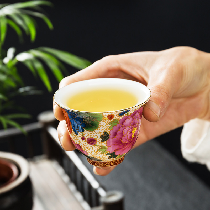Tea cups in building ceramic wire inlay enamel see colour flower kung fu master single cup cup small Tea cup sample Tea cup