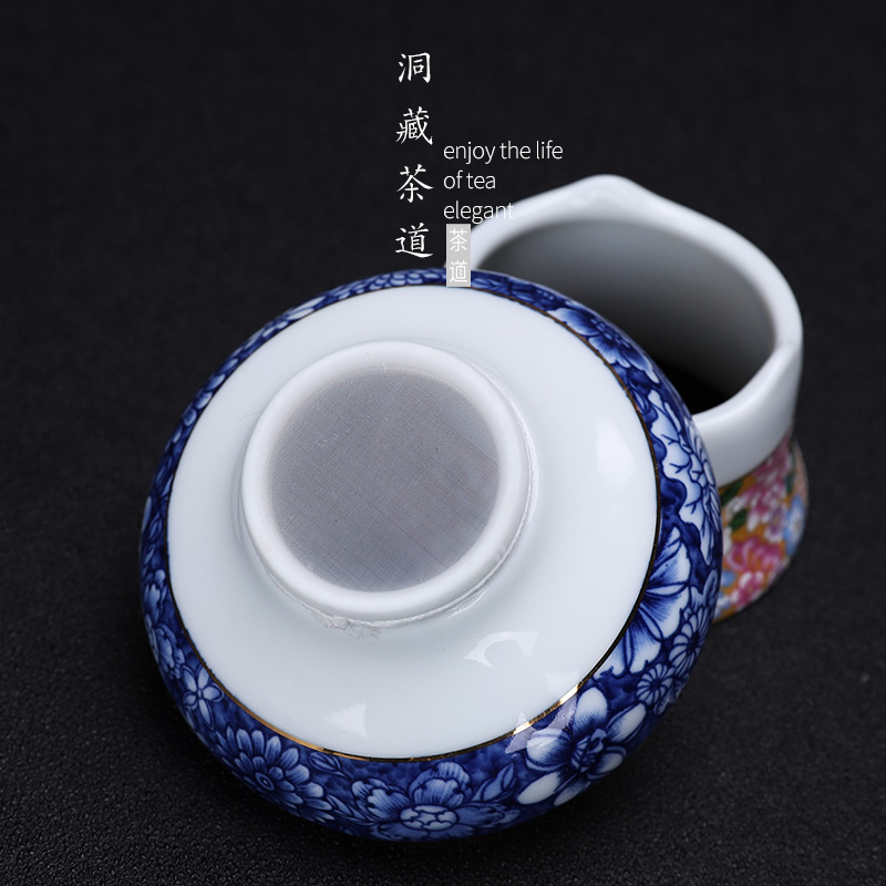 Silver colored enamel in floor coppering. As) blue and white porcelain tea strainer kung fu tea tea strainer tea tea tea is good