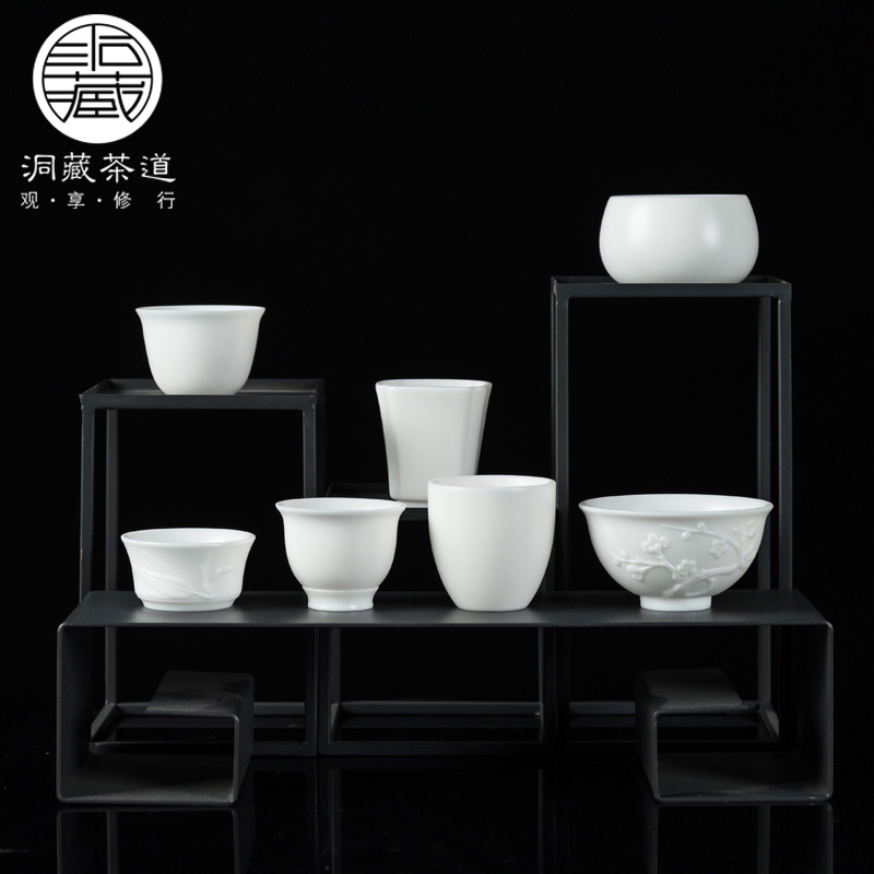 Kung fu tea cups in building ceramic sample tea cup dehua white porcelain hat cup master cup single cup tea cups