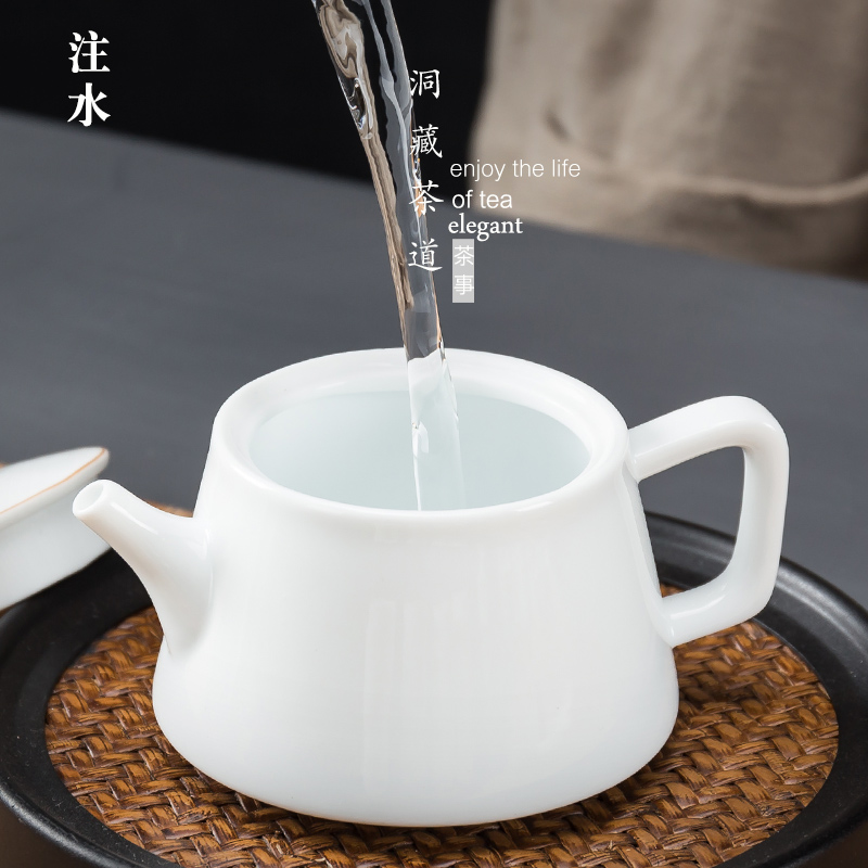 Sweet white teapot in building ceramic semi - manual kung fu tea tea Japanese household white porcelain small single pot