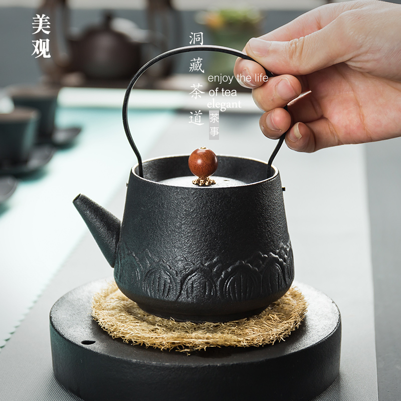 In pot of tea ware archaize floor coarse pottery girder are black pottery clay pu 'er kung fu tea set ceramic teapot In Taiwan