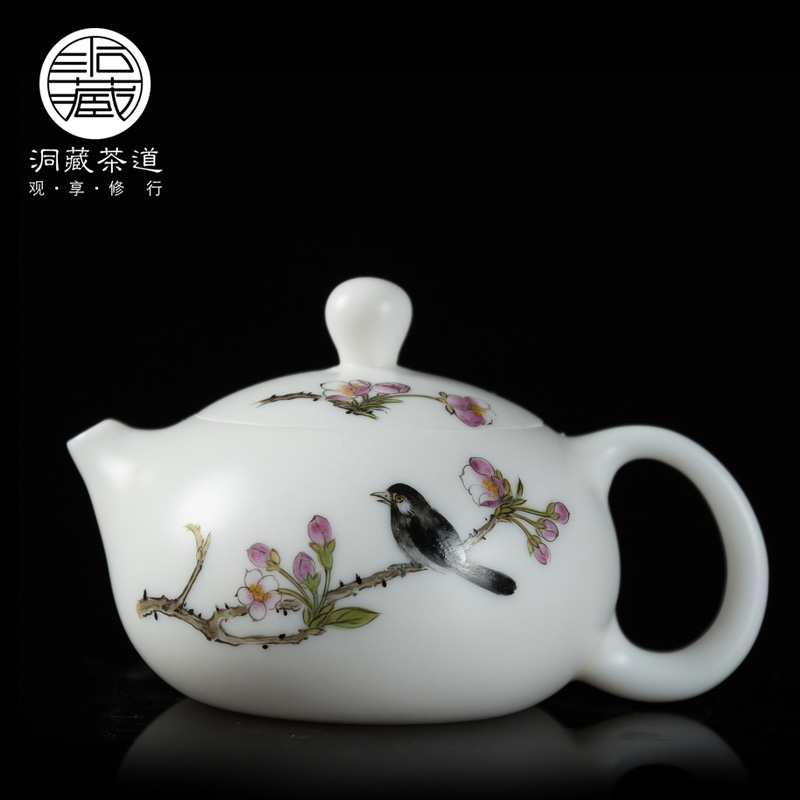 Kung fu tea set in floor jade porcelain ceramic mini small teapot single pot of dehua white porcelain hand - made teapot