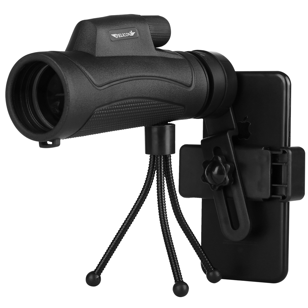 FELION FE-10X40 single-barrel telescope large eyepiece multilayer high-definition coated mobile phone clip 
