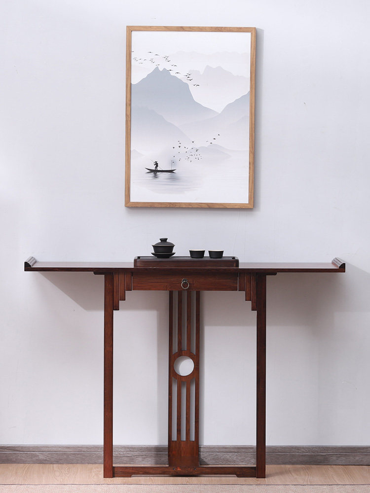 New Chinese entrance table Narrow strip case Living room against the wall Entrance case table Worship table Solid wood entrance cabinet end view table
