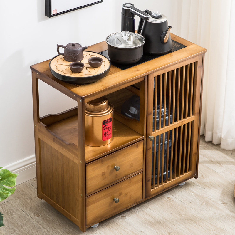 Mobile tea table Small tea table Household tea cabinet Automatic boiling water brewing tea one small tea cart Tea storage layer shelf