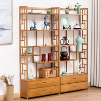 Nanzhu Chinese style ancient tea tea tea set tea room display cabinet solid wood antique shelf