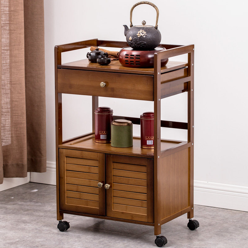 Sofa corner table movable small coffee table tea water rack living room tea side cabinet storage cabinet with wheel tea table storage shelf