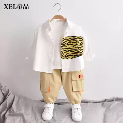 2020 spring and summer new boys shirt long sleeve children's shirt baby kid kid Korean version of Chaoyang pie thin coat