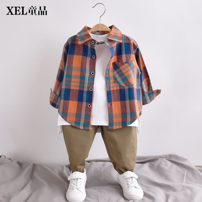 Children's shirt men's children's spring and autumn new baby long-sleeved cotton shirt 2020 flower shirt spring Western style jacket