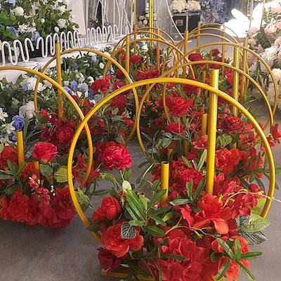 New Chinese Wedding Wedding Props Flowers Good Moon Round Swing Piece Road Guide Floral Ttai Stage Arrangement Props Shop Window Hem