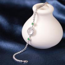 Pure natural jade high-end light luxury jewelry white ice bracelet S925 silver jewelry