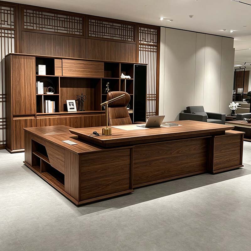New Chinese-Style North American Black Walnut Solid Wood Office Desk Modern Minimalist Executive Desk Office Business Executive Desk