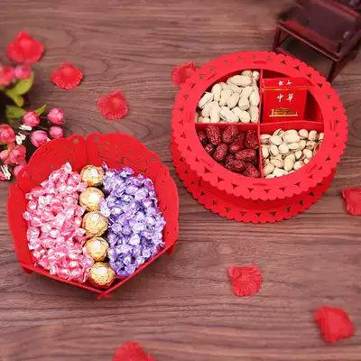 Non-woven candy plate melon seed plate festive wedding wedding wedding red dried fruit four happy plate arrangement