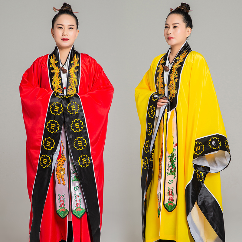 2021 new Taoist robe single-layer double-layer male and female vestments long collar plain face sutra Taoist Taoist clothing thin section