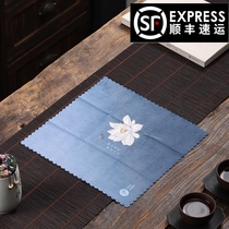 Cotton linen tea towel Absorbent tea cloth Thickened tea table towel Tea Ceremony Tea set Rag cloth mat Zen tea mat Tea tablecloth