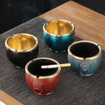 Pure copper ashtray Household Japanese Zen living room Creative creative personality King size windproof office ashtray
