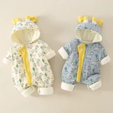 Зимнее утепленное мультяшное боди для раннего возраста для выхода на улицу для новорожденных подходит для мужчин и женщин для девочек, демисезонный комплект