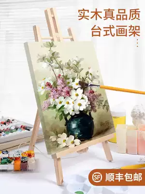 Mini small easel wooden beginner desktop easel gouache display stand flat bracket portable children's sketch table oil easel foldable painting tripod watercolor small drawing board