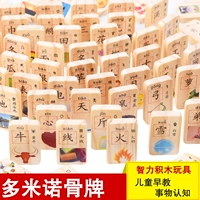 Thịt viên gỗ trẻ em Khối gỗ trái cây kỹ thuật số domino Thời thơ ấu học đồ chơi giáo dục bộ đồ chơi xếp hình bằng gỗ