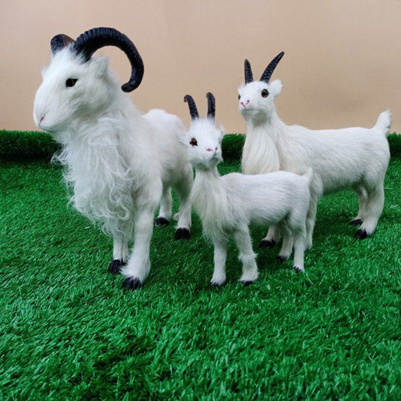 Emulated Goat Pendulum Pieces Genuine Leather Plush Animal Toys Goat Tricks Petty Goat Fake Goat Model Decoration Craft Gift Hem Accessories