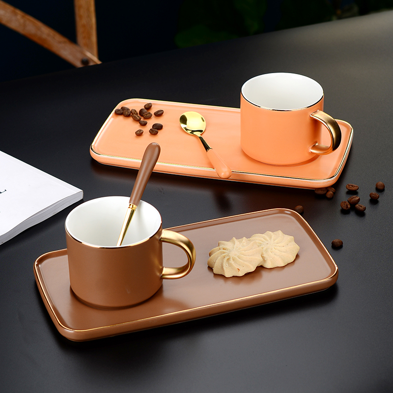 Naughty Xuan Nordic Little Luxurious Ceramic Coffee Cup Dish Suit Home Brief English Style Afternoon Tea Cup Custom LOGO