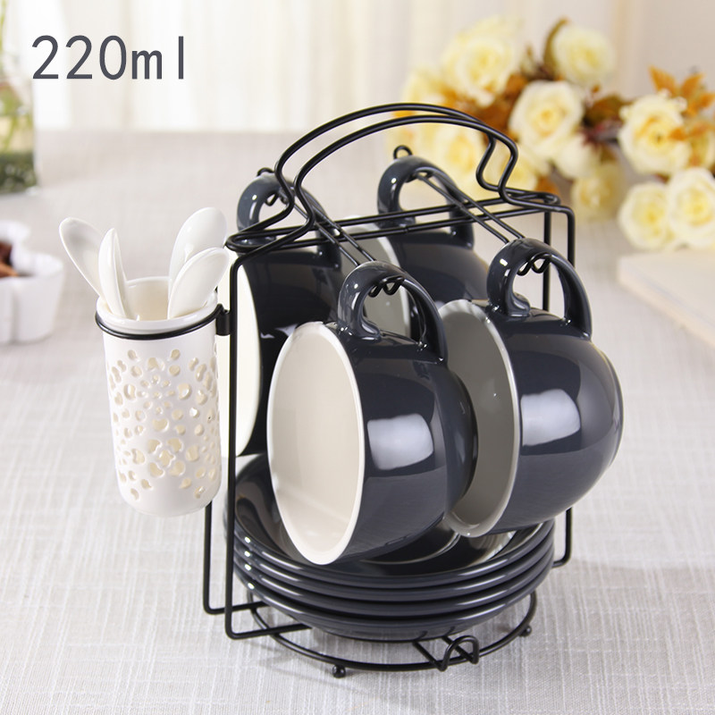 Capuccino Coffee Cup Saucepan Cups Coffee Cup 4 Cups Disc Delivery Spoon Color Ceramic Large Capacity Coffee Cup Suit