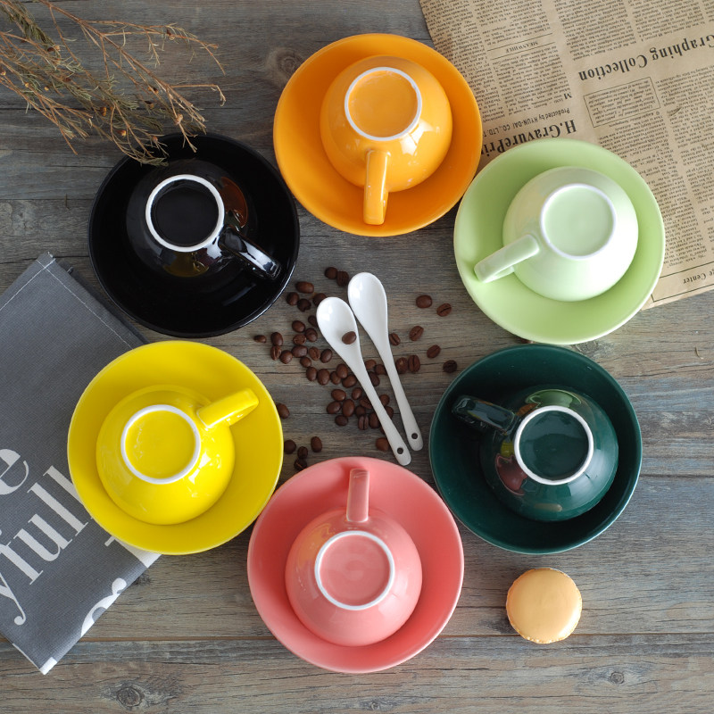 Taolixuan European-style ceramic latte coffee cup and saucer set large capacity 300ml latte cup afternoon tea black tea cup