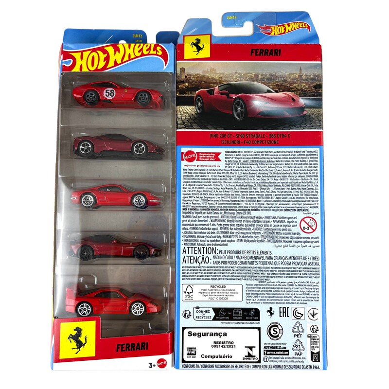 Hot Wheels Jln12 Ferrari Ferrari New Five-Pack Racing Alloy Car Collectible Model Toy