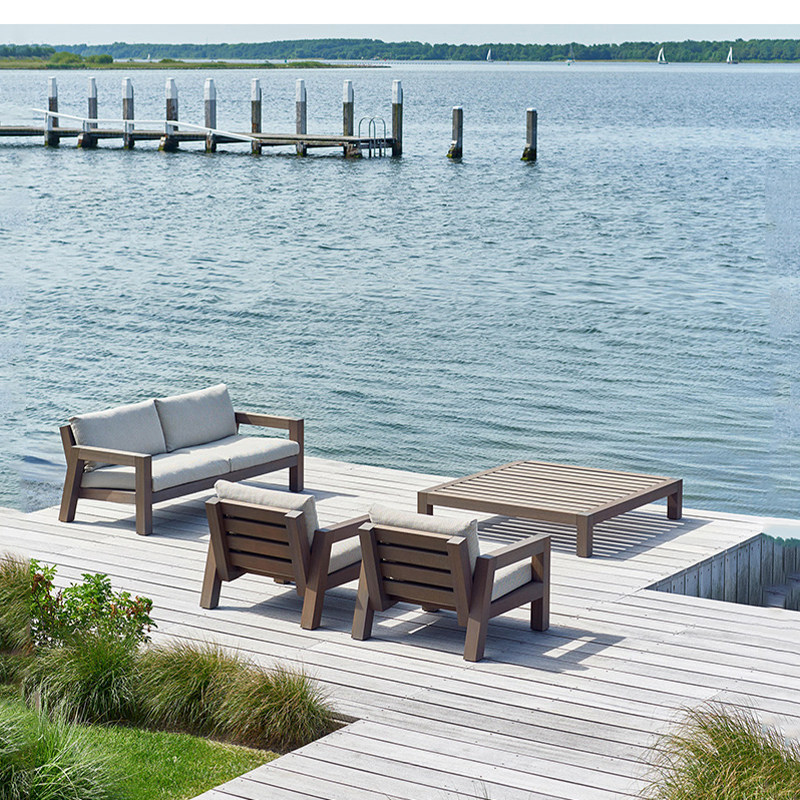 Solid Wood Sofa Living Room Tea Table Sofa Composition New Chinese Courtyard Villa outdoor cloth Sofa Chair Designer house