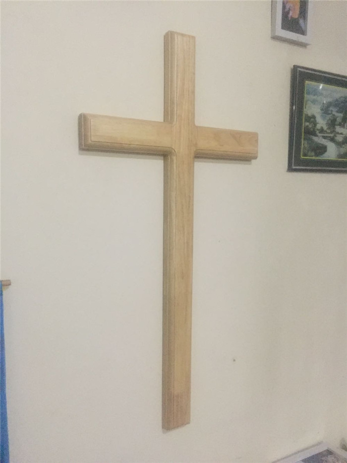 Solid wood cross 80 cm log color wall hanging wall hanging cross