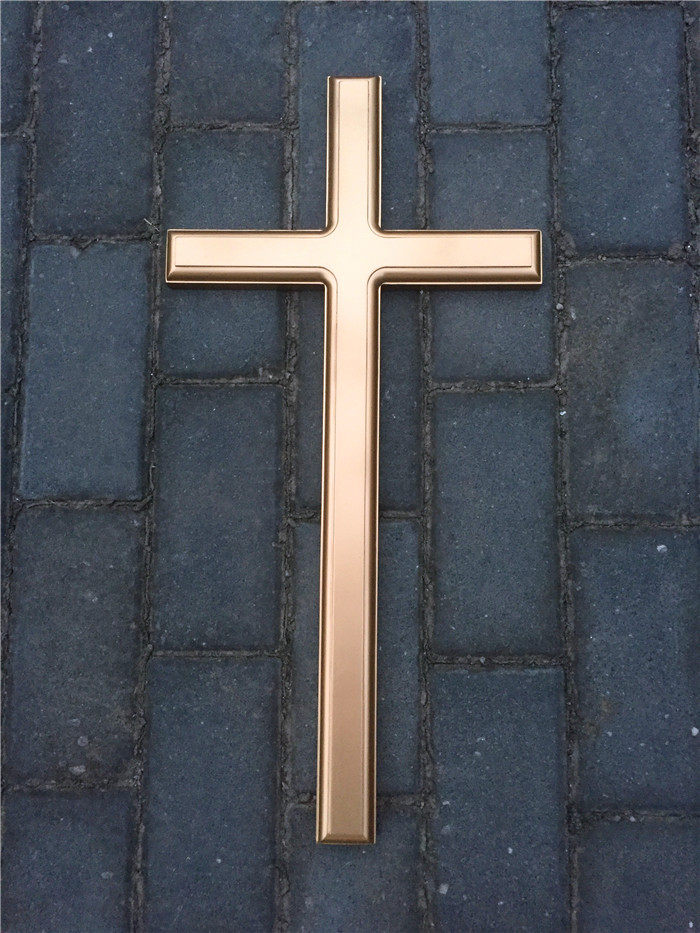 Oak cross gold 55cm worship praise wall hanging wall