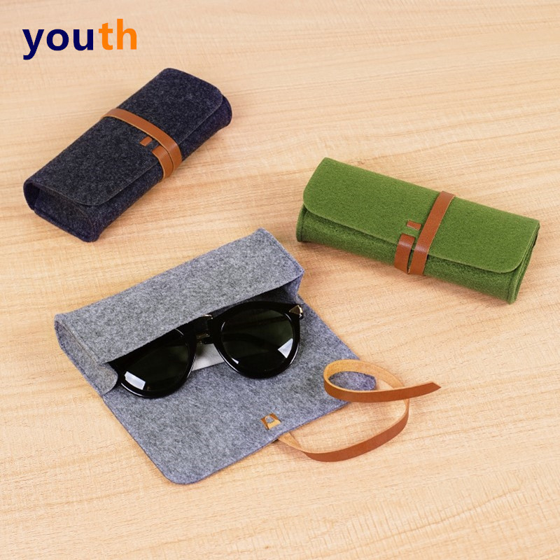 Korean Men's and Women's Sunglasses, Felt Glasses Case, Anti-Stress, Fashionable Toad Eye Set Bag, Cute Retro Trend