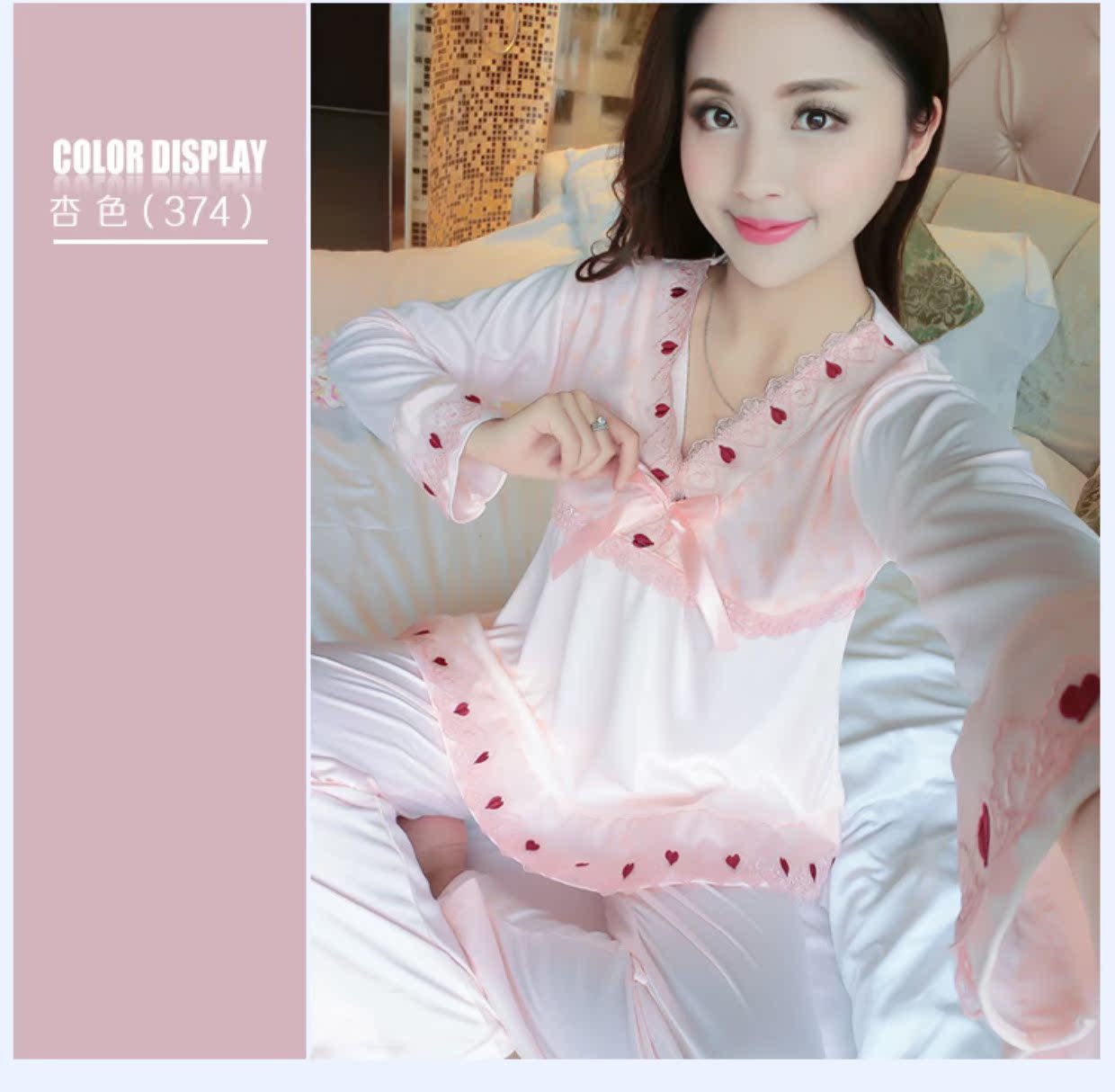 Bộ đồ ngủ nữ dài tay cotton mùa xuân mùa thu Hàn Quốc ngọt ngào nữ dễ thương mùa thu đặt bông mặc áo ngủ