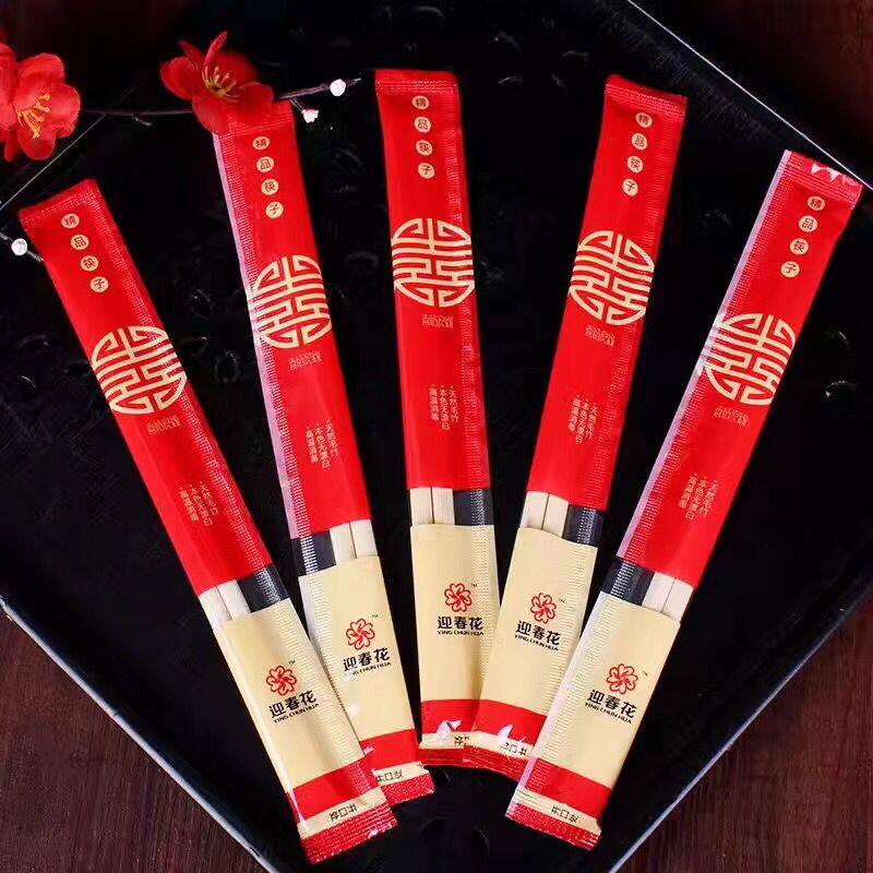 Disposable Bamboo Chopsticks Knot Wedding Celebration Items Wedding Festive Cutlery Items Wine Mat Suit Toothpicks Red Happy Chopsticks