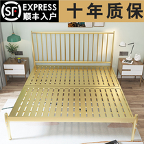 Eurostyle Iron Art Bed Modern Minima Light Luxury Double Bed 1 5 m 1 8 m Nets Red Single Bed Rental House Iron Frame Bed