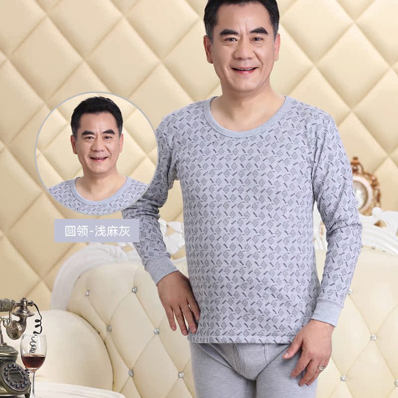 Trung niên và tuổi cha mùa thu quần quần áo mùa thu thiết cotton cổ áo bán cao mens đồ lót ấm cỡ lớn áo len đáy bông.