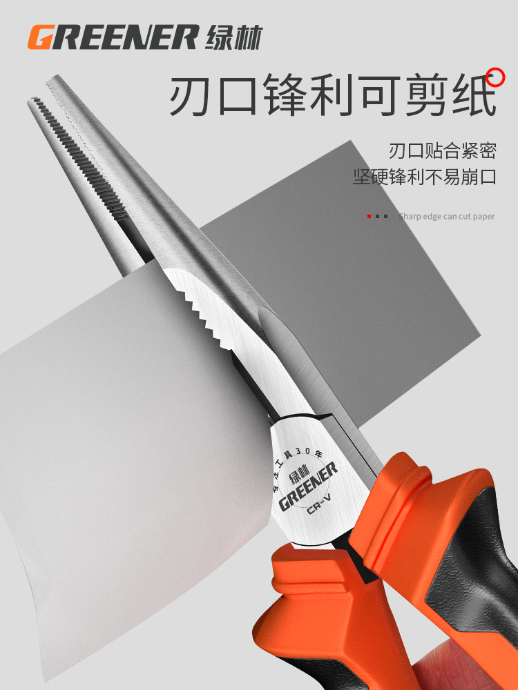 Green Forest Needle-Nose Pliers, Electrician's Special Industrial-Grade Multi-Functional Tool, Small Handcraft Mini Pliers, Needle-Nose Pliers Collection