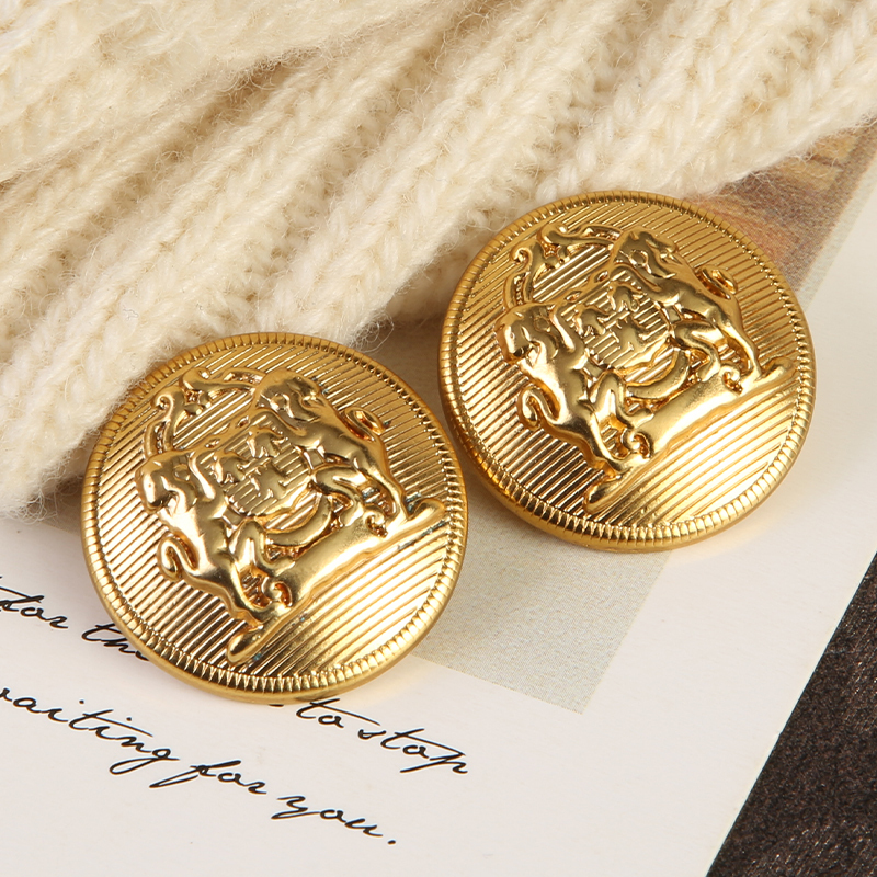 High-End Coat Suit Buttons for Women, Vintage British Style Cashmere Coat Decorative Metal Buttons, Gold Buttons