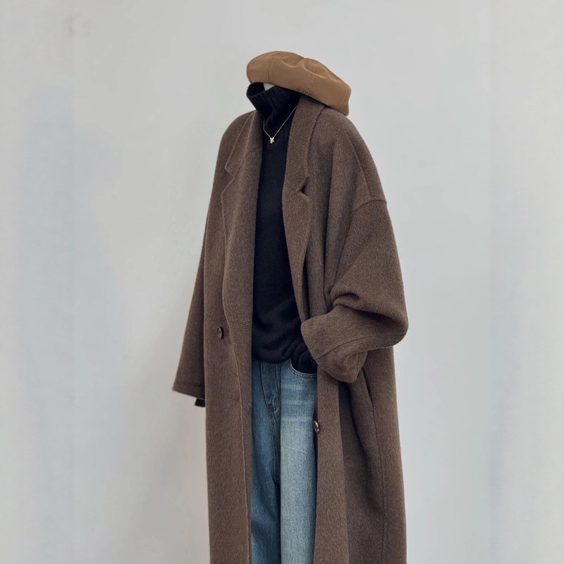Mocha Brown Double-Sided Cashmere Coat for Women 2025 New Mid-Length Korean Style Loose High-End Woolen Coat Mocha Brown Double-Sided Cashmere Coat for Women 2025 New Mid-Length Korean Style Loose High-End Woolen Coat
