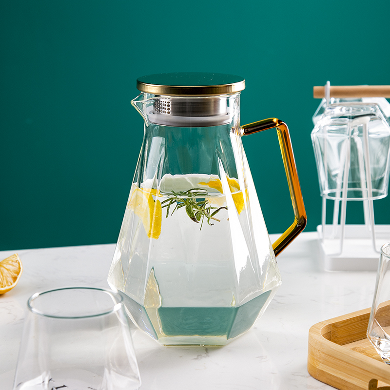 Household light luxury water set cup Glass kettle Nordic living room tea set Teacup High temperature cold water pot Teapot