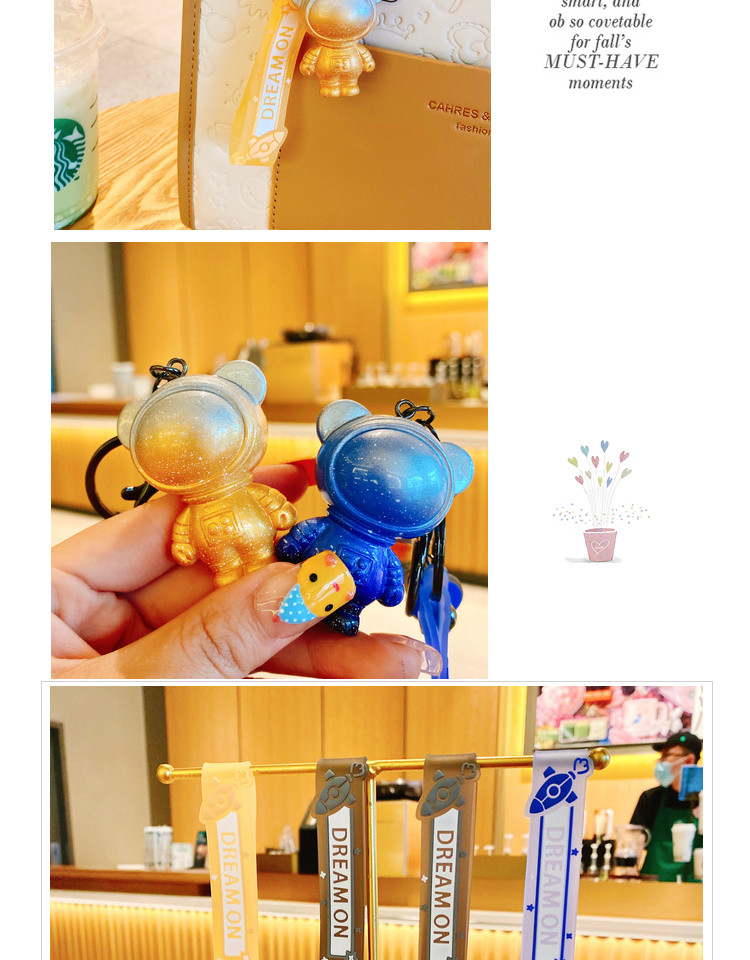 创意星空宇航员钥匙扣可爱卡通小熊公仔挂件汽车包包挂饰礼品批发详情7