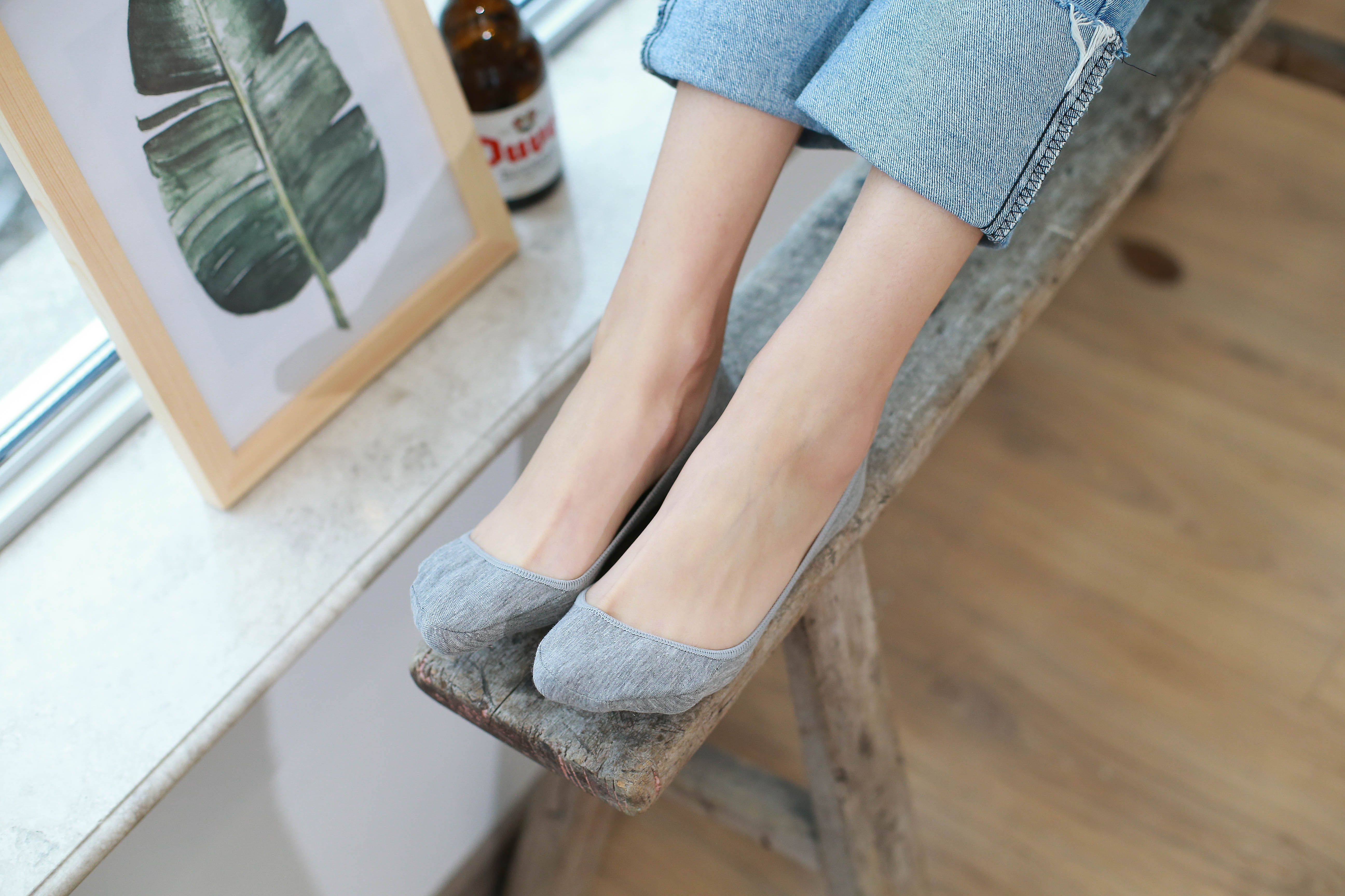 Vớ của phụ nữ cotton vô hình thuyền socks của phụ nữ cotton thoáng khí khử mùi của phụ nữ bít tất siêu nông miệng rắn màu non-slip vớ vớ