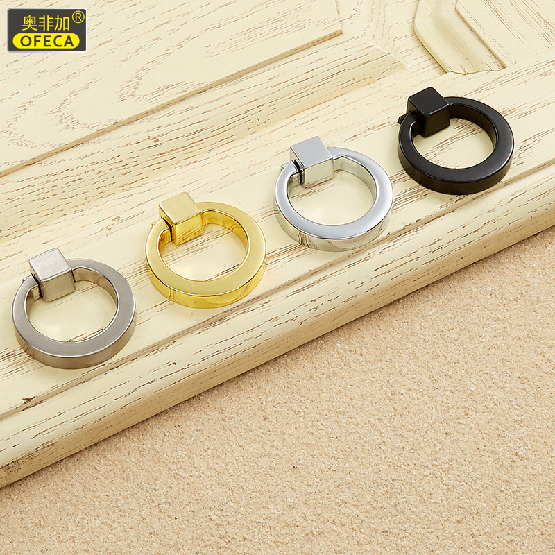Orphega single hole drawer handle Black wardrobe cabinet door handle Modern simple golden door handle pull ring